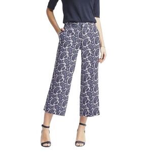 Banana Republic Avery Crop Pants Size 10 Blake Fit Blue White Paisley Polyester